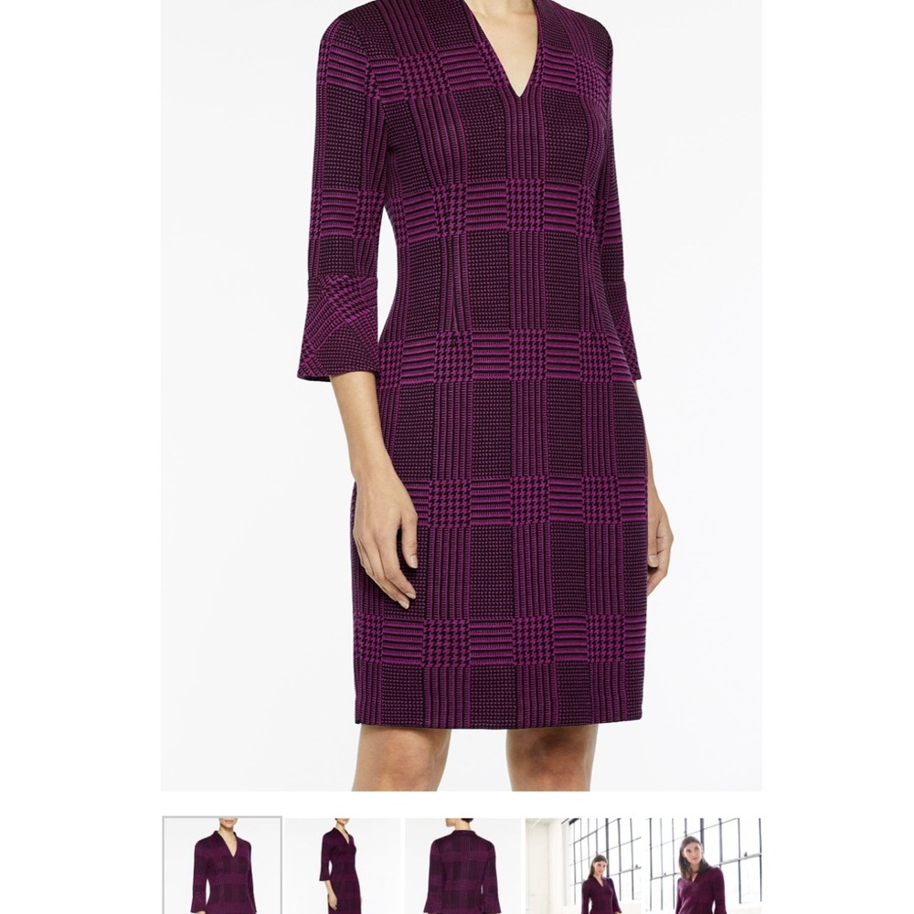 Ming Wang viola black plaid knit dress NWT small